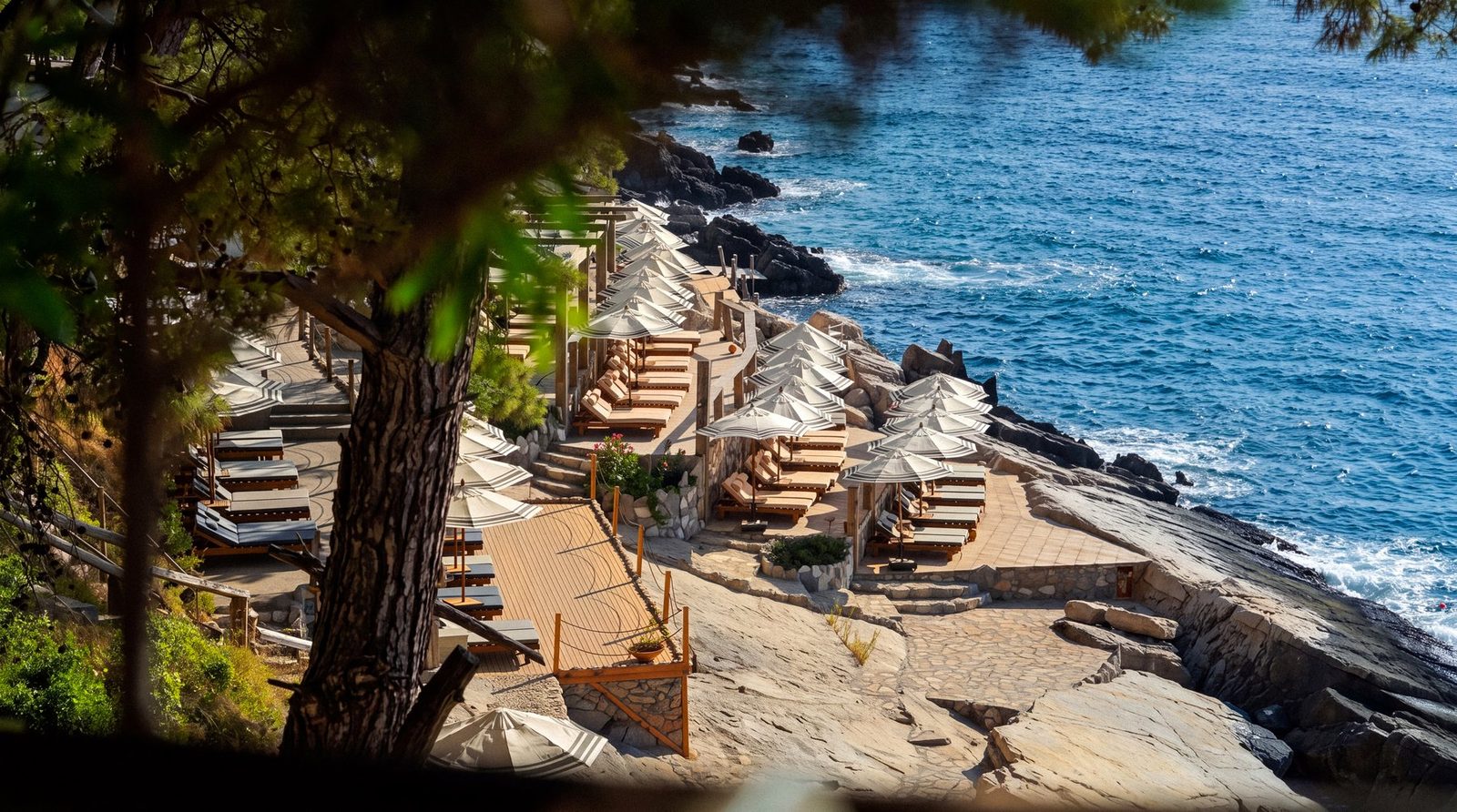 Sunbeds on the Rocks at Rups